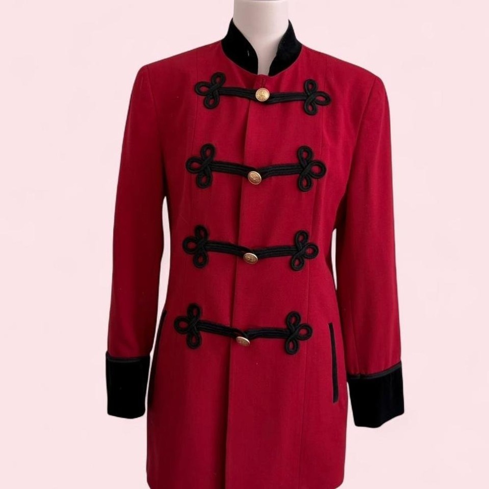Vintage 80s Red Military Style Two-Piece‎ Suit